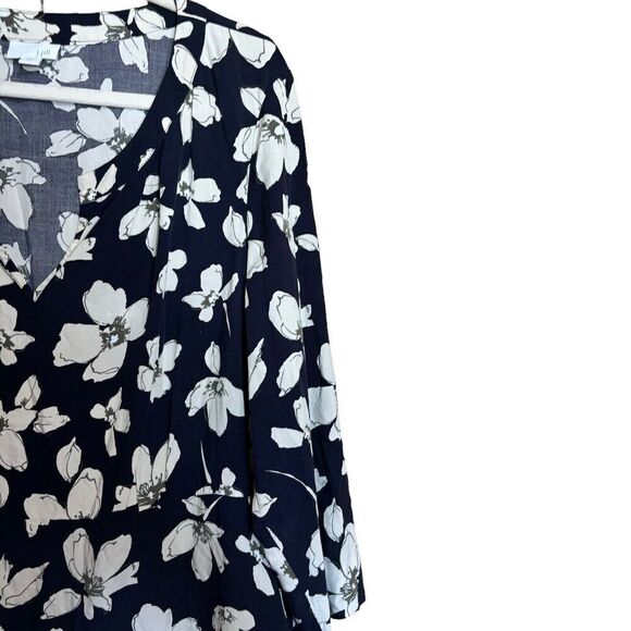 J Jill Shift Dress Womens XL Multicolor Floral Artsy Midi Split Neck - Picture 3 of 8